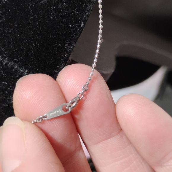 SALE! Genuine Platinum PT850 Necklace Hanging Diamond Platinum Bead 2.1g 40cm - Picture 4 of 14